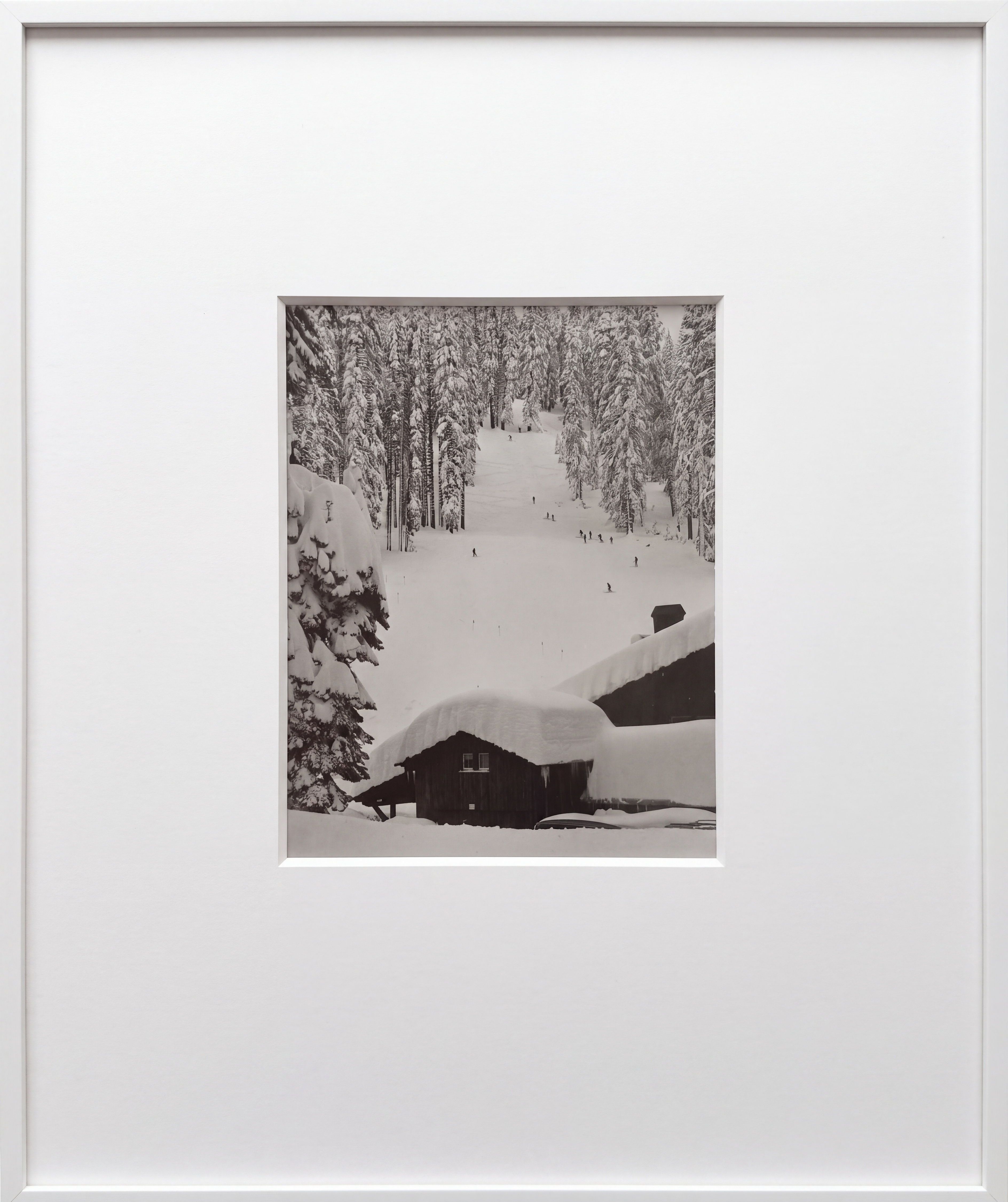 The print framed — silver moulding, wide mat